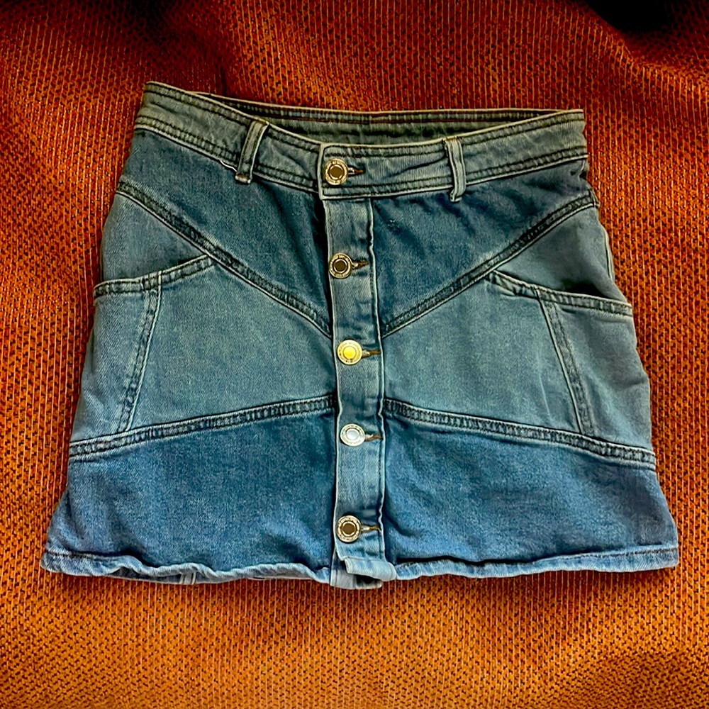 denim mini skirt